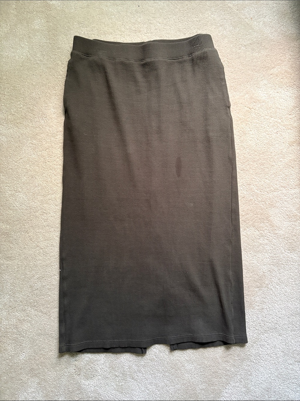 Uniqlo Rib Knit Olive Midi Skirt Size L